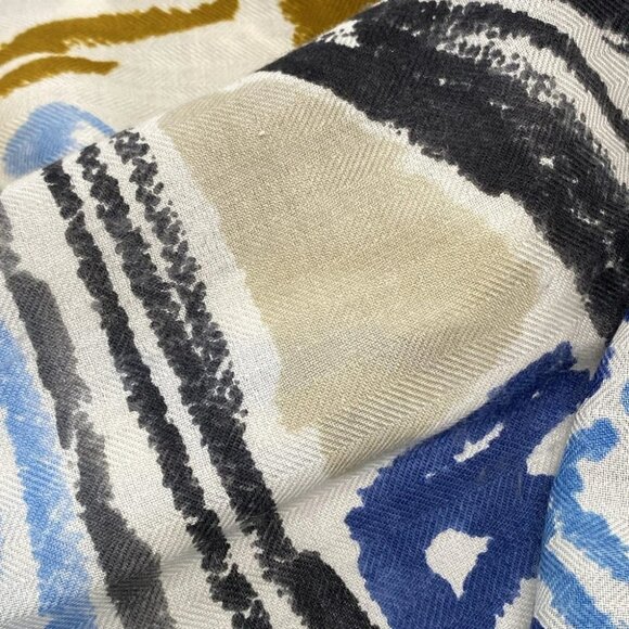 HERMES Kare H 100 - Natural Ochre Marine Cashmere Silk Scarf - Picture 3 of 6